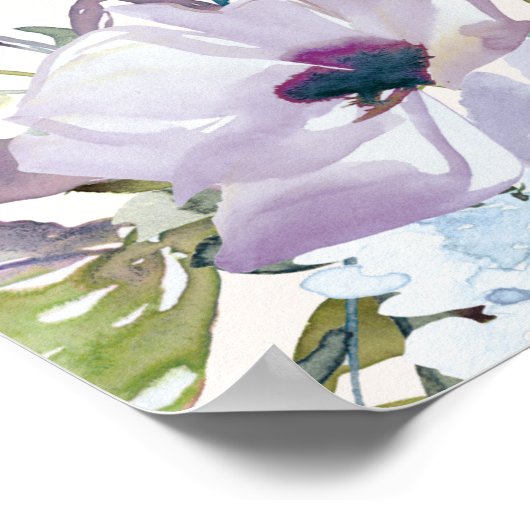 薄紫ブルーエレガントフローラキンセアニラウェルカム ポスター (角)