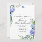 薄紫ブルーフローラブリデスメイドランチョン招待状 (正面)