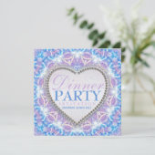 薄紫ブルーボヘミアングローディナーパーティの招待状 招待状 (スタンド正面)