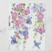 薄紫ブルー蝶デカップスクラップブック紙 (正面/裏面)