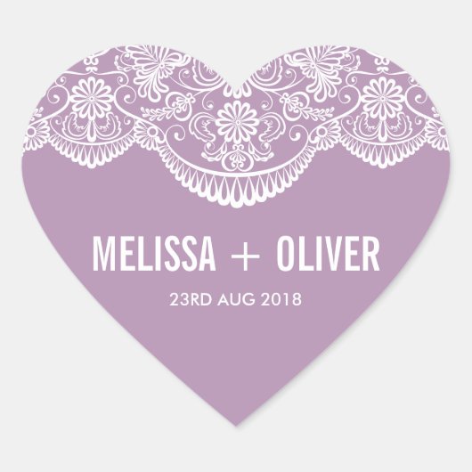 薄紫ブロケラレース |の結婚ハートシール ハートシール (正面)