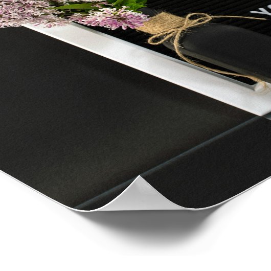 薄紫ブーケ付感動的引用文 ポスター (角)