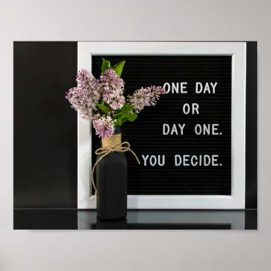 薄紫ブーケ付感動的引用文 ポスター (正面)