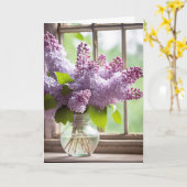 薄紫ブーケ誕生日 カード (黄色い花)