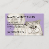 薄紫ペルシャ猫イラストレーション水彩 名刺 (裏面)