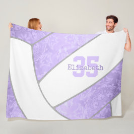 薄紫ホワイトバレーボール女子スポーツルームデカール フリースブランケット