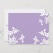 薄紫ホワイトフラワーフォトお祝いのライフカード 招待状 (裏面)