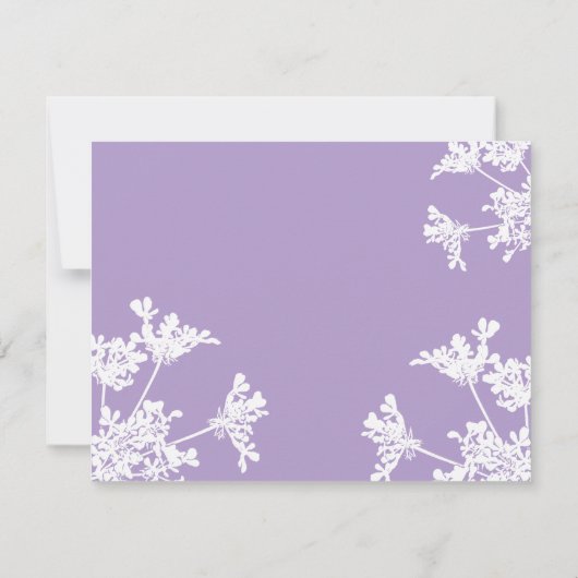 薄紫ホワイトフラワーフォトお祝いのライフカード 招待状 (裏面)