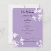 薄紫ホワイトフローラお祝いの写真カード 招待状 (裏面)