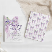 薄紫ボウシェズタイイングザノットフローラブライダルシャワー 招待状