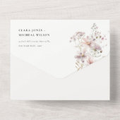 薄紫ボホワイルドフラワーファーンボタニッ結婚クス オールインワン招待状 (裏面)