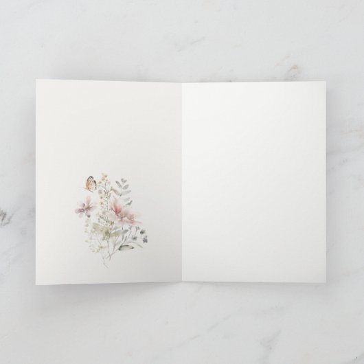 薄紫ボホワイルドフラワーファーンボタニッ結婚クス サンキューカード (内部)