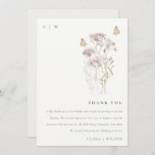 薄紫ボホワイルドフラワーファーンボタニッ結婚クス サンキューカード (正面/裏面)