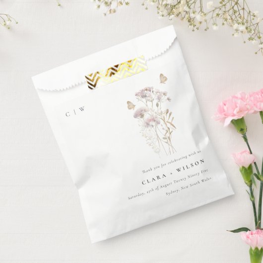 薄紫ボホワイルドフラワーファーンボタニッ結婚クス フェイバーバッグ (封をした状態)