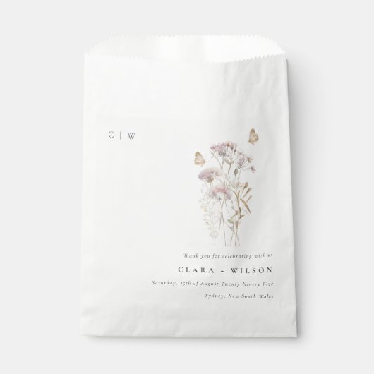 薄紫ボホワイルドフラワーファーンボタニッ結婚クス フェイバーバッグ (正面)