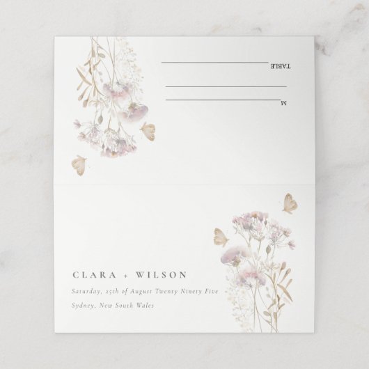 薄紫ボホワイルドフラワーファーンボタニッ結婚クス プレイスカード (外部開封)