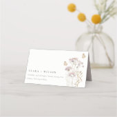 薄紫ボホワイルドフラワーファーンボタニッ結婚クス プレイスカード (正面)