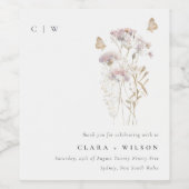 薄紫ボホワイルドフラワーファーンボタニッ結婚クス ワインラベル (シングルラベル)