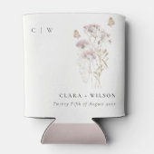 薄紫ボホワイルドフラワーファーンボタニッ結婚クス 缶クーラー (裏面)