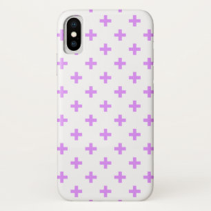 薄紫ポルカが白い十字に並ぶ iPhone X ケース