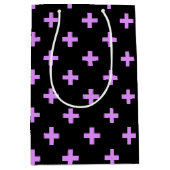 薄紫ポルカが黒に交差する ミディアムペーパーバッグ (正面)