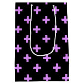 薄紫ポルカが黒に交差する ミディアムペーパーバッグ (裏面)