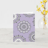 薄紫マンダラス2折り畳みグリーティングカード カード (黄色い花)