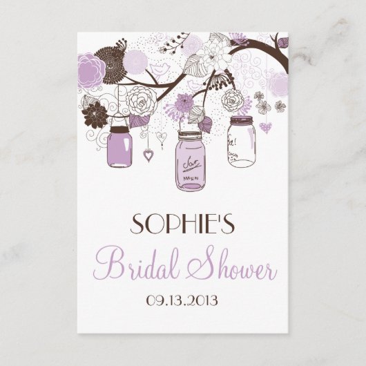 薄紫メイスンジャースブライダルシャワーエンクロージャカード エンクロージャーカード (正面)