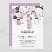薄紫メイソンジャースと花ベビーシャワーブランチ 招待状 (正面/裏面)