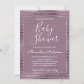 薄紫メタリックモダンフォイル女子ベビーシャワー 招待状 (正面)