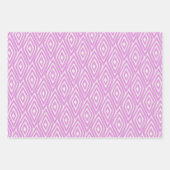 薄紫モダンとホワイトジオメトリックダイヤモンドパターン ラッピングペーパーシート (正面3)