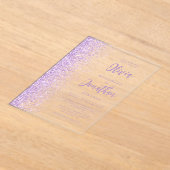 薄紫モダングリッタース結婚クリプト アクリル招待状 (レイダウン)