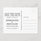 薄紫モダンタイポグラフィ日付ポストカードの保存 案内ポストカード (裏面)