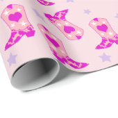 薄紫モダンピンク女性のカーボーイウエスタンブーツスターズ ラッピングペーパー (ロールコーナー)