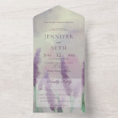 薄紫モダンフラワーオンセージ緑ディナー オールインワン招待状 (内側)