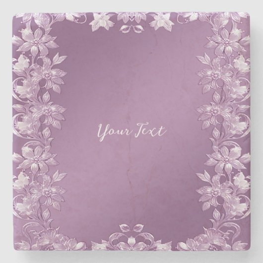 薄紫モダンフローラストーンコースター ストーンコースター (正面)