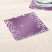 薄紫モダンフローラ紙コースター スクエアペーパーコースター (アングル)