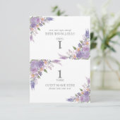 薄紫モダンラベンダーマウヴ結婚の座席表 出欠カード (スタンド正面)