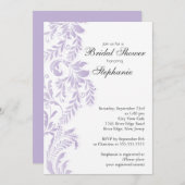 薄紫モダンリーフ旋回ブライダルシャワーの招待 招待状 (正面/裏面)