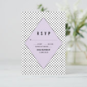 薄紫モダン水玉模様RSVP 出欠カード (スタンド正面)
