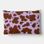 薄紫モダン紫と茶色の牛の皮膚プリント アクセサリーポーチ (裏面)