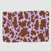 薄紫モダン紫と茶色の牛の皮膚プリント ゴルフタオル (横)