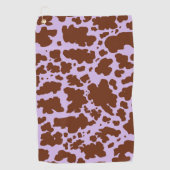 薄紫モダン紫と茶色の牛の皮膚プリント ゴルフタオル (正面)