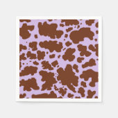 薄紫モダン紫と茶色の牛の皮膚プリント スタンダードカクテルナプキン (正面)