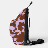 薄紫モダン紫と茶色の牛の皮膚プリント スリングバッグ (右)