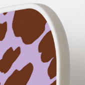 薄紫モダン紫と茶色の牛の皮膚プリント ピックルボールラケット (左詳細)