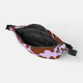 薄紫モダン紫と茶色の牛の皮膚プリント ファニーパック (見開き)