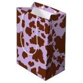 薄紫モダン紫と茶色の牛の皮膚プリント ミディアムペーパーバッグ (裏面アングル)