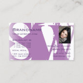 薄紫モダン紫ホワイトフォトロゴとモノグラム 名刺 (裏面)