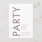 薄紫モダン紫色の名前ウェディングレセプション エンクロージャーカード (正面)